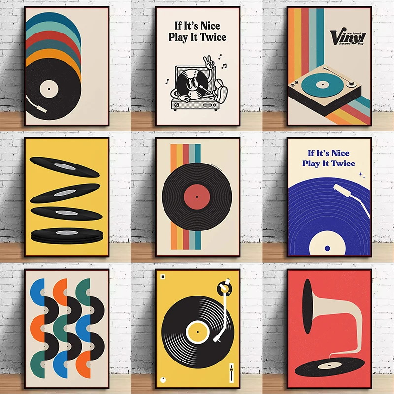 Mid Century Vinyl Record Canva - Office Furniture For Sale review and price