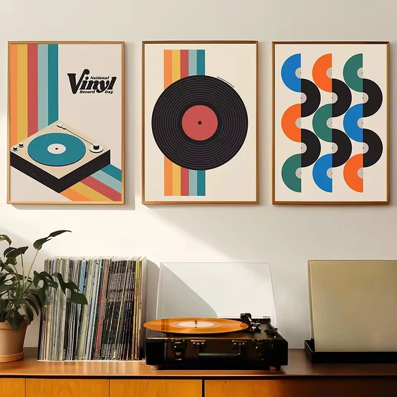 Mid Century Vinyl Record Canva - Office Furniture For Sale review and price
