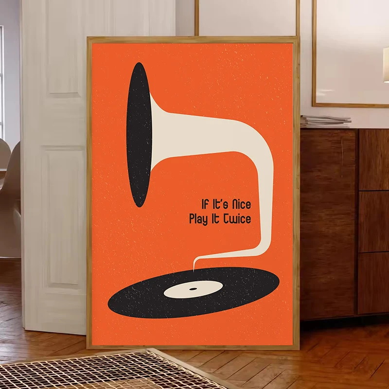 Mid Century Vinyl Record Canva - Office Furniture For Sale review and price